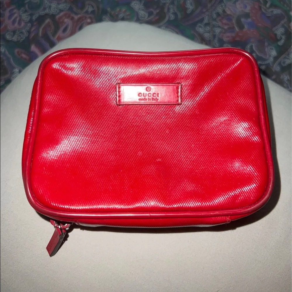 Gucci Red Cosmetic/Makeup/Travel Bag